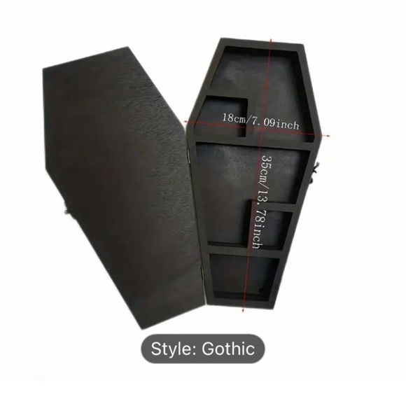 Gothic Floating Wall Shelf with Mirror Coffin shape - Picture 3 of 3